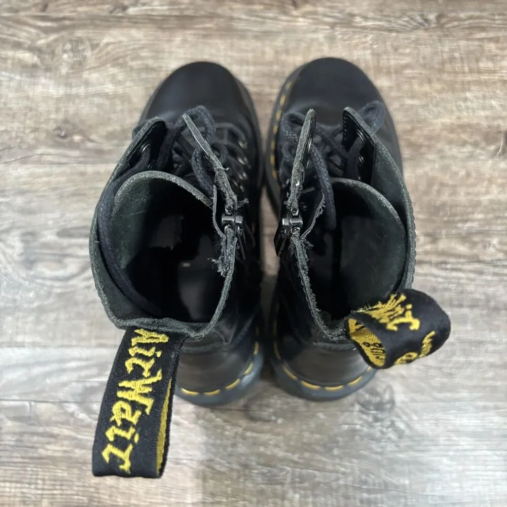 Dr. Martens Jadon Boots Women's 6 Black Leather Platform Combat Side Zip Chunky